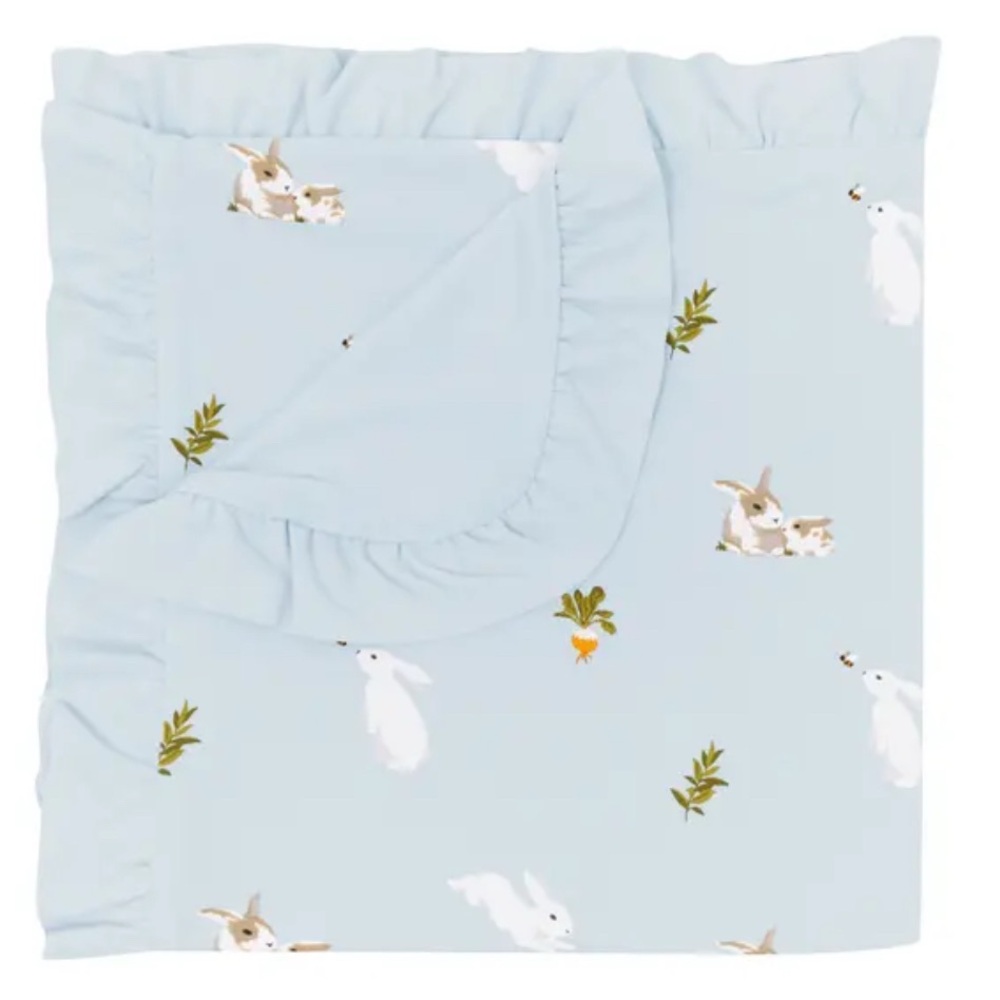 Kyte Baby Ruffle Baby Blanket in Ice Rabbit 0.5